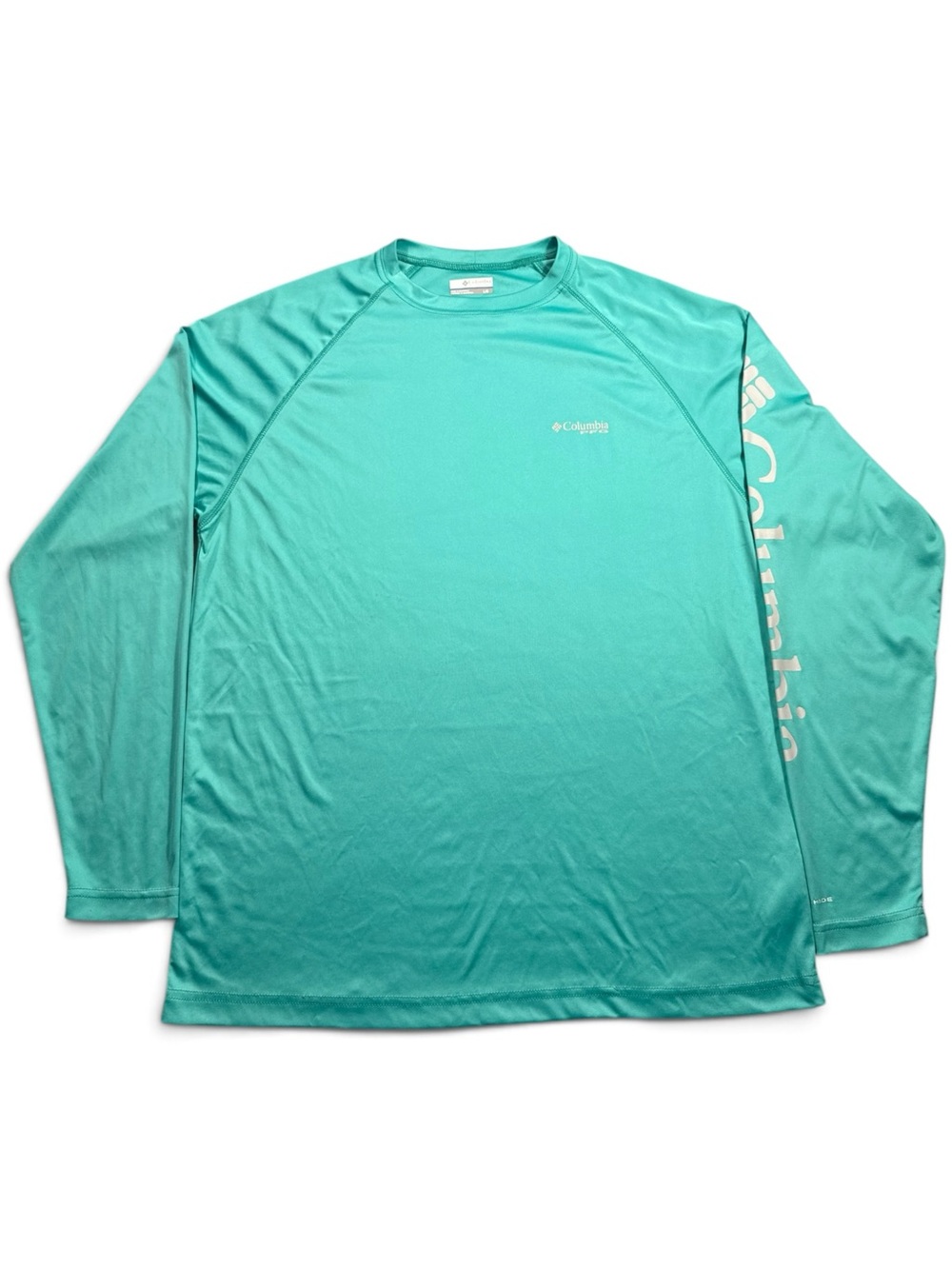 Columbia Large Men’s Performance Fishing Gear Omni-Shield Teal Long-Sleeve
